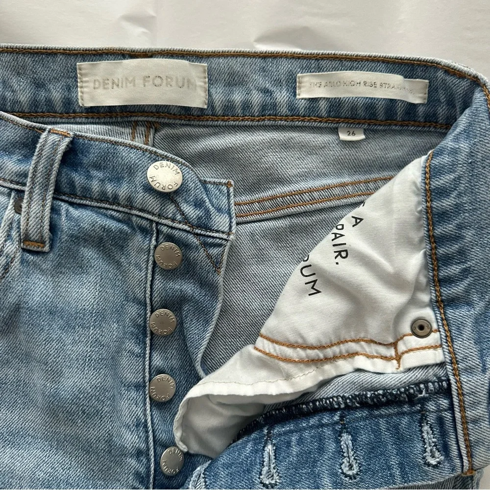 Denim Forum Arlo High Rise Straight Jeans with Raw Hem Size 26 - Picture 11 of 16